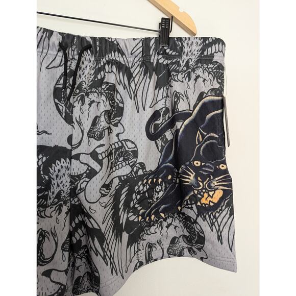 NWT Ed Hardy Men's Mesh Panther Skull Tattoo Shorts - Picture 4 of 11